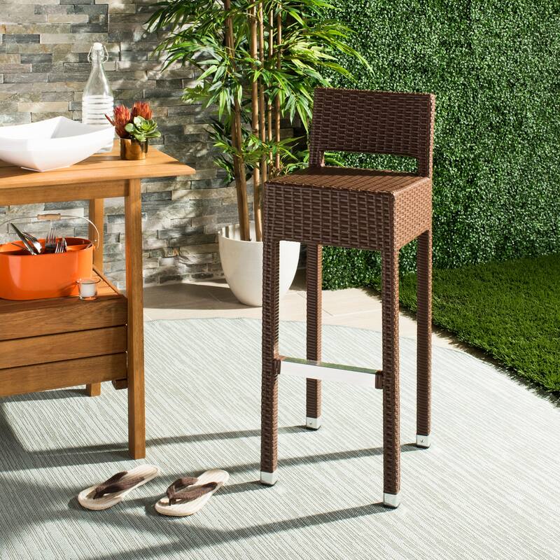 SAFAVIEH Noreta Indoor/ Outdoor 30-inch Stacking Counter Stool - 13Wx18Dx38H - Brown