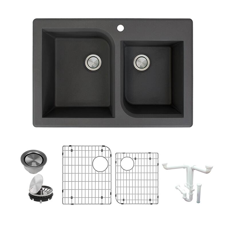 Transolid K-RTDO3322 Radius 3-1/16" Drop In Double Basin Granite