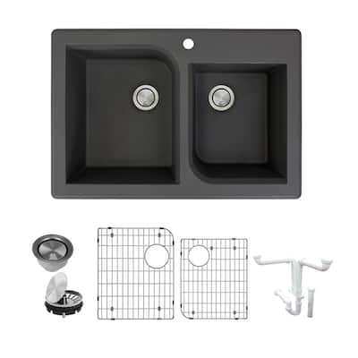 Transolid K-RTDO3322 Radius 3-1/16" Drop In Double Basin Granite
