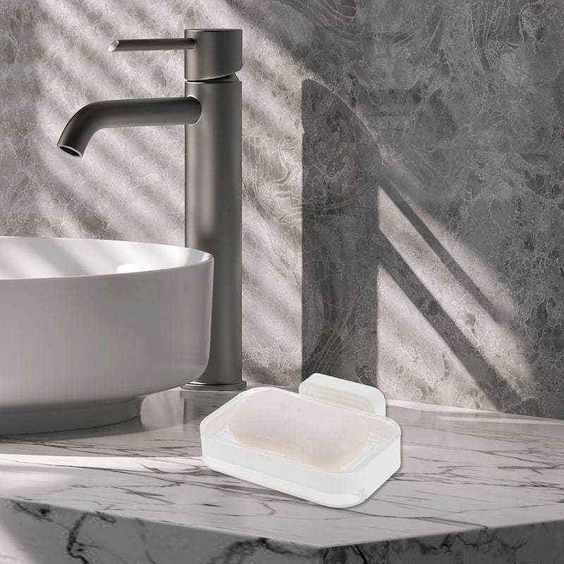 Wall Mounted Single Layer Soap Dish for Bathroom Kitchen - Clear - Single Layer