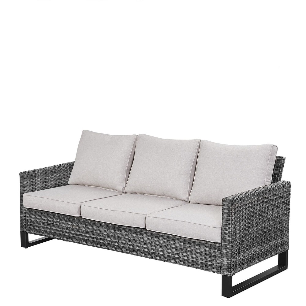Gymojoy 3-Seat Outdoor Sofa, All-Weather PE Wicker