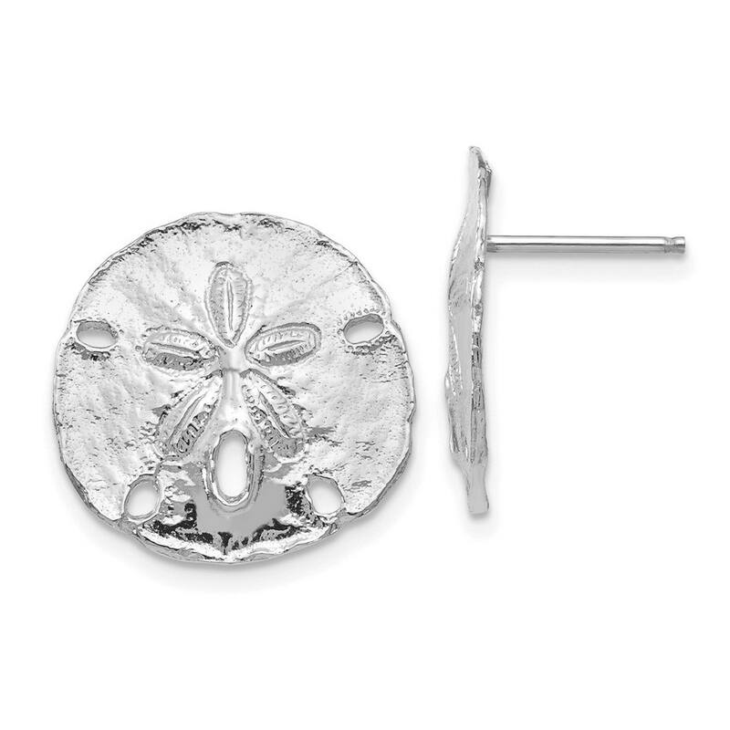 Curata 14k White Gold Large Sanddollar Post Earrings - 16.1x16.1mm