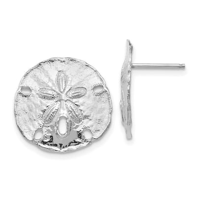 Curata 14k White Gold Large Sanddollar Post Earrings - 16.1x16.1mm