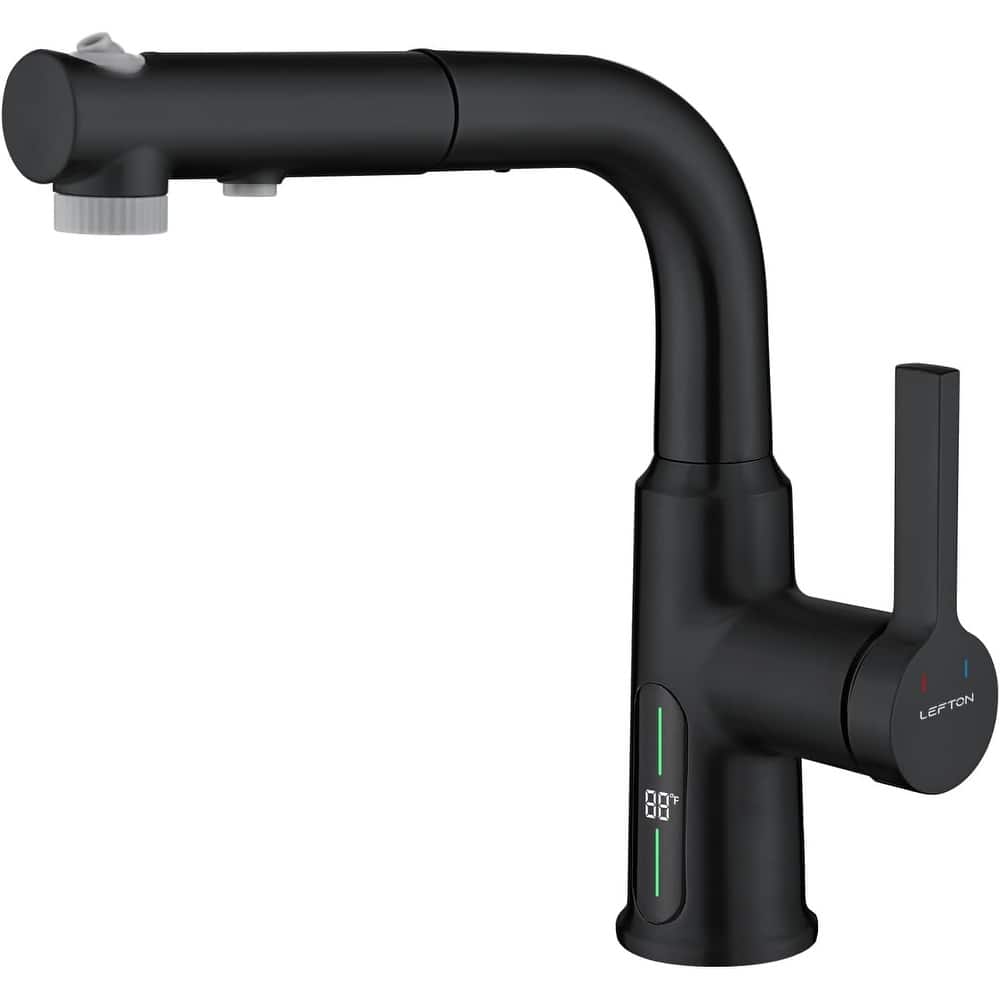 Lefton Single Hole Liftable Bathroom Faucet with Temperature Display in Fahrenheit, 3 Water Modes, BF2501