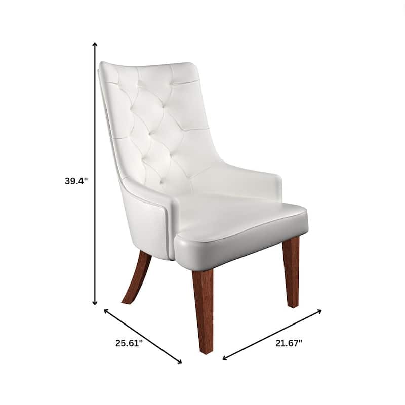 Dining Chair in Leather/Velvet Diamond-Tufted Design Side Chair in Rubberwood