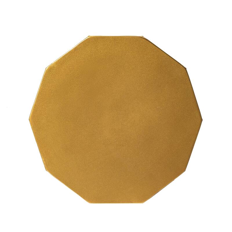 Glitzhome 17"H Antique Gold MGO Geometric Side Table or Accent Stool - 14"L x 14"W x 17"H
