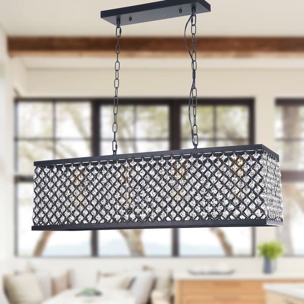Shop Black Kitchen Island Lighting Linear Dining Room Chandelier Adjustable Overstock 30272427