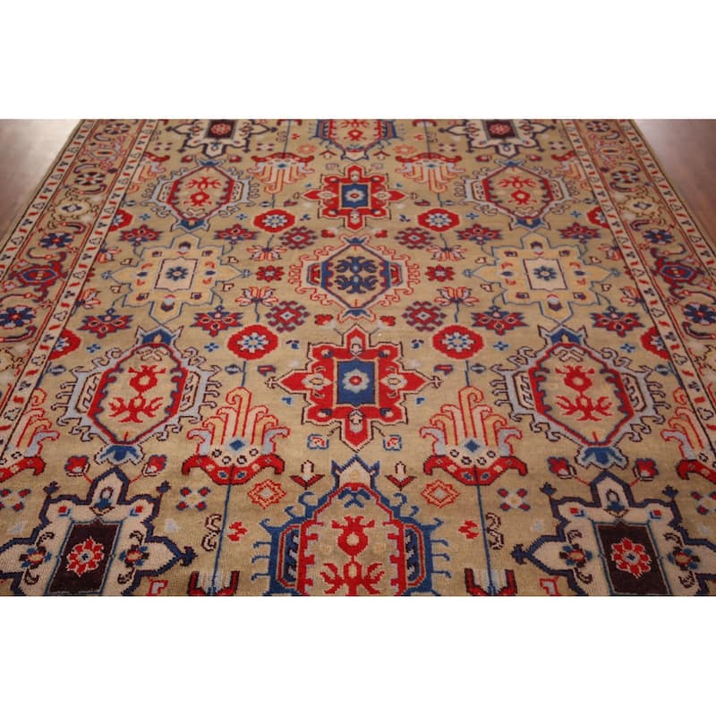 All-Over Brown Oushak Oriental Area Rug Hand-Knotted Wool Carpet - 7'11"x 9'10"
