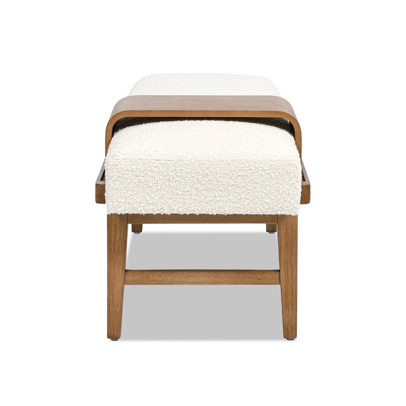Billie 52" Boucle Faux Sherpa Modern Telephone Bench with Sliding Shelf