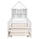 preview thumbnail 9 of 7, White Twin Pine Platform Bed with House Headboard, Trundle, Shelves, Guardrails