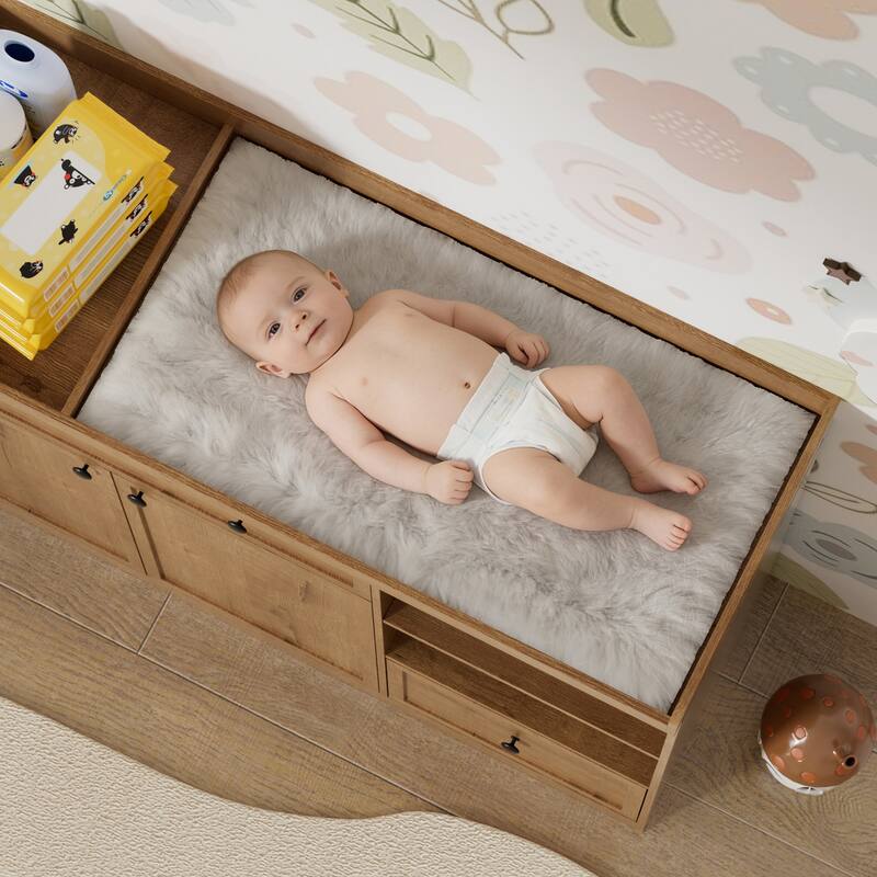 Changing Table Dresser with Drawers and Shelves