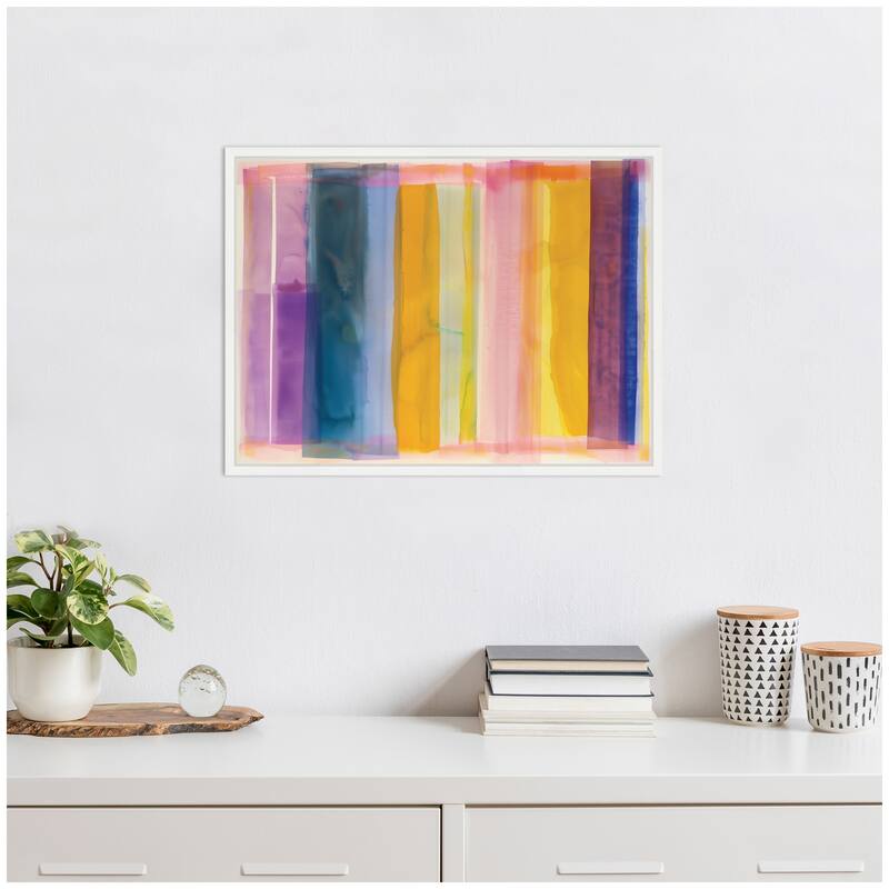 Kate and Laurel Sylvie Vibrant Lines I Framed Canvas by Amy Lighthall