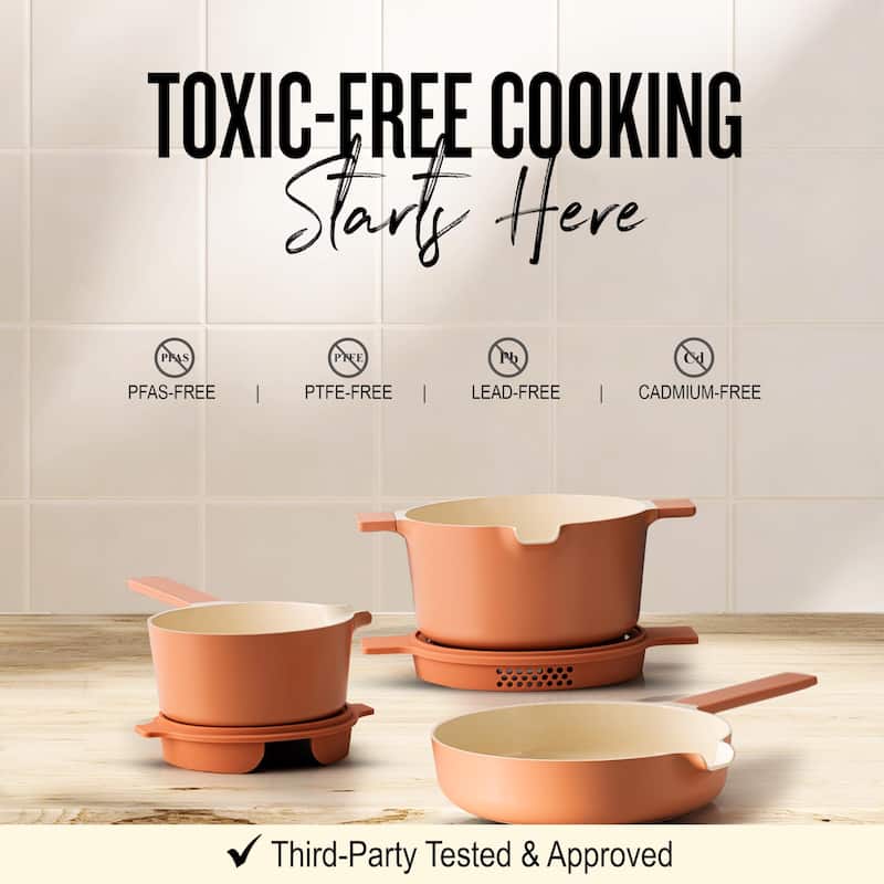Alva Neat 5-Piece Recycled Aluminum Nonstick Cookware Set, PFAS Free