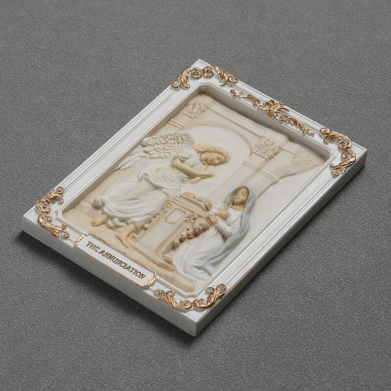 4.1 inches Length Polyresin Joyful Mysteries the Annunciation White and Gold Finish Figurine