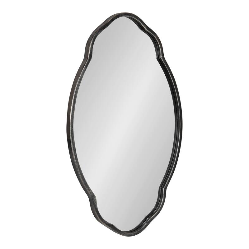 Kate and Laurel Magritte Scalloped Oval Wall Mirror - 18x30 - Black