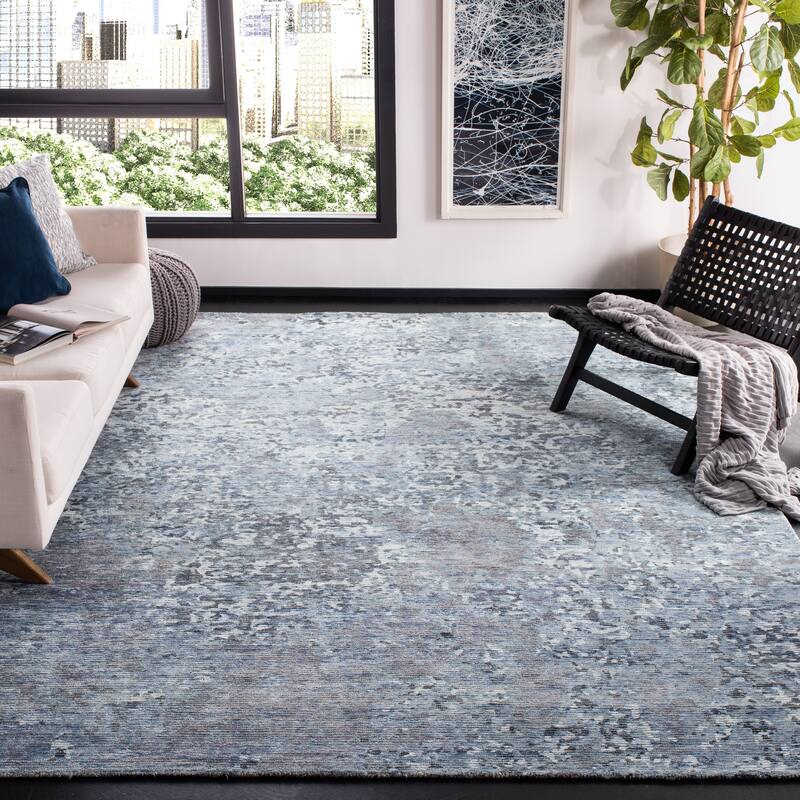 SAFAVIEH Handmade Mirage Mehrie Modern Abstract Viscose Rug - 9' x 12' - Grey/Ivory