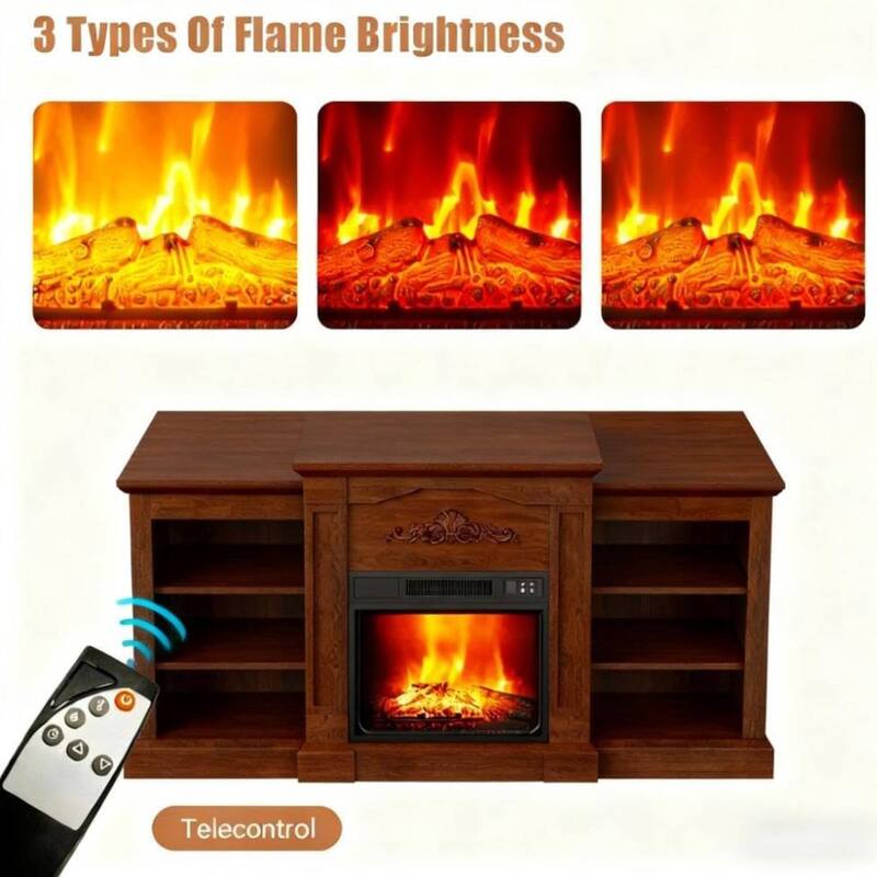 67" TV Stand with 18" Electric Fireplace Heater, Media Console for 80 Inch TVs