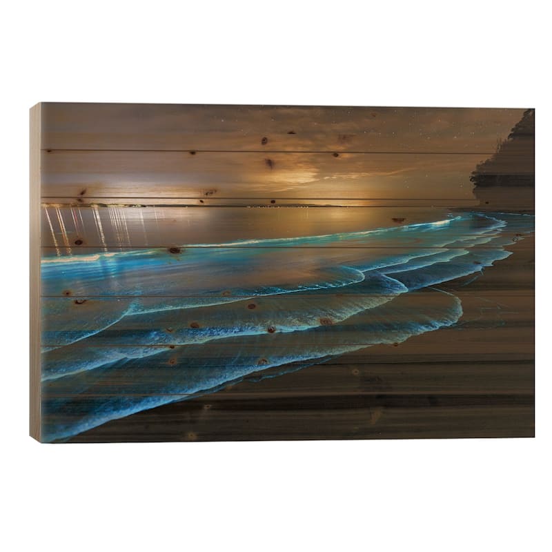 Bioluminescence Jervis Bay Print On Wood by Jordan Robins - Multi-Color - 18x26x1.5
