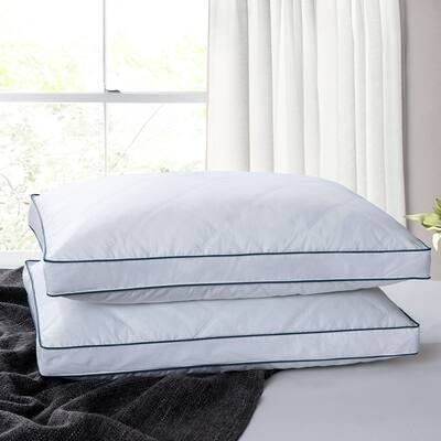 2 Pack Goose Feather Down Bed Pillow - White