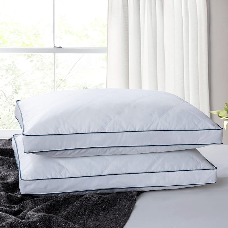2 Pack Goose Feather Down Bed Pillow - White - Medium-Firm - King