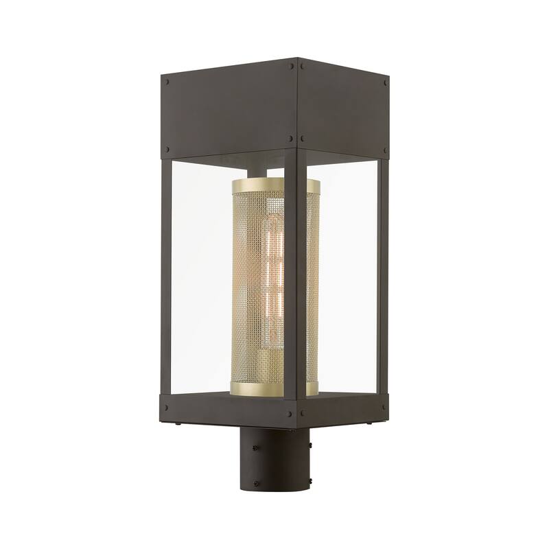 Livex Lighting 20763 Franklin 19" Tall Post Light - Bronze / Soft Gold Candle