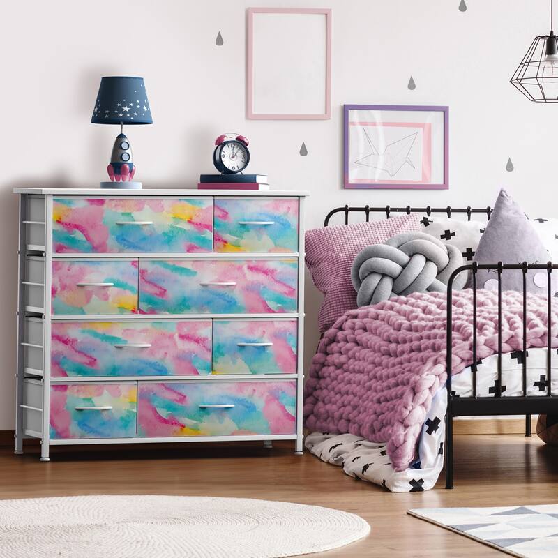 Dresser w/ 8 Drawers Furniture Storage & Night Stand Table for Bedroom