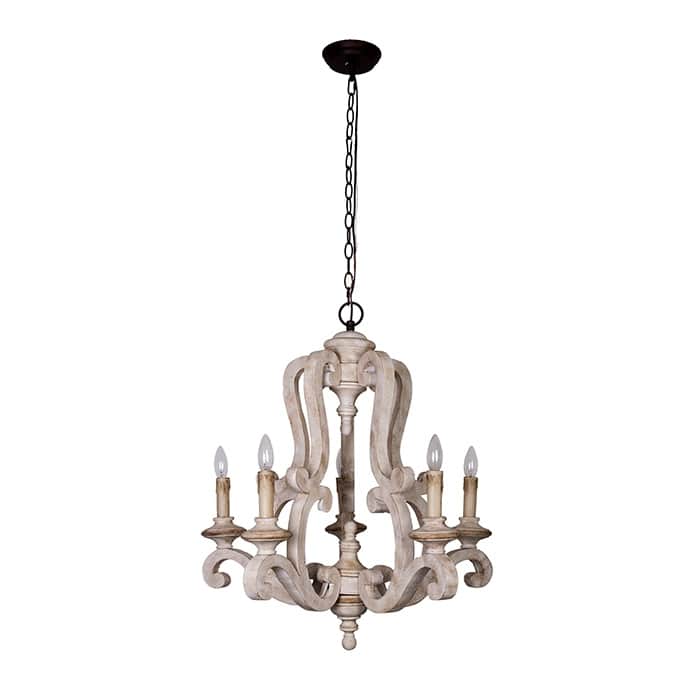 5 Lights Farmhouse Wooden Chandelier Pendant Lighting - 26"x26"