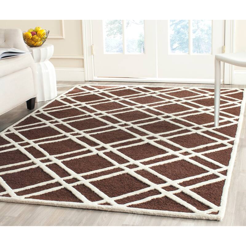 SAFAVIEH Handmade Cambridge Polona Modern Moroccan Wool Rug - 9' x 12' - Dark Brown/Ivory