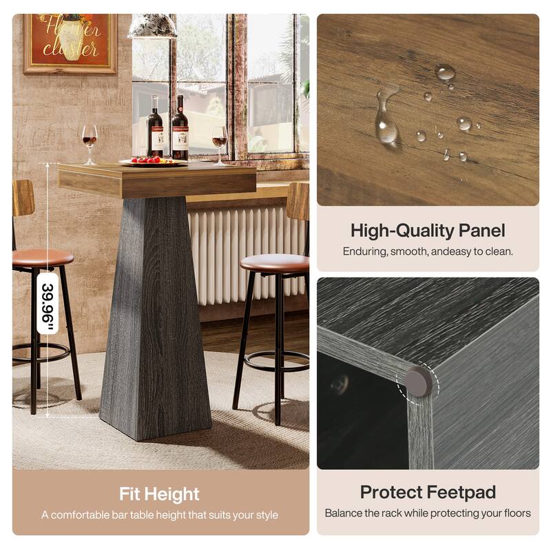 37.4" Bar Table High Square Pub Table for Small Bars