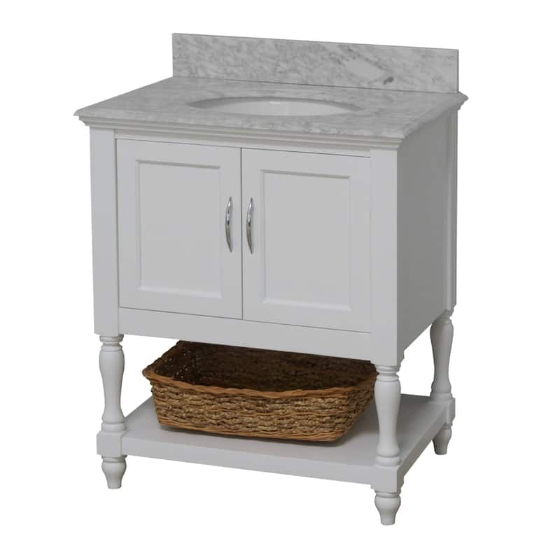 KitchenBathCollection Beverly 30" BathroomVanity w/ Carrara Marble Top