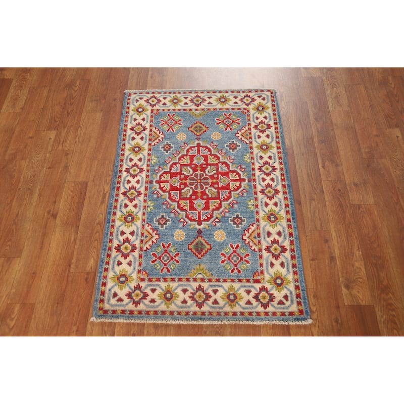 Traditional Blue Kazak Oriental Foyer Rug Handmade Wool Carpet - 2'0"x 3'0"