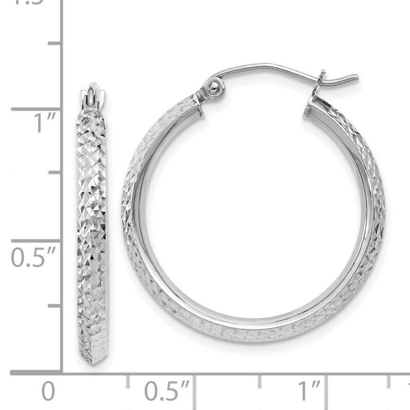 Curata 14k White Gold Knife Edge Sparkle Cut 2.5x25mm Hoop Earrings - 25mm long 2.5mm Thick Jewelry Gi