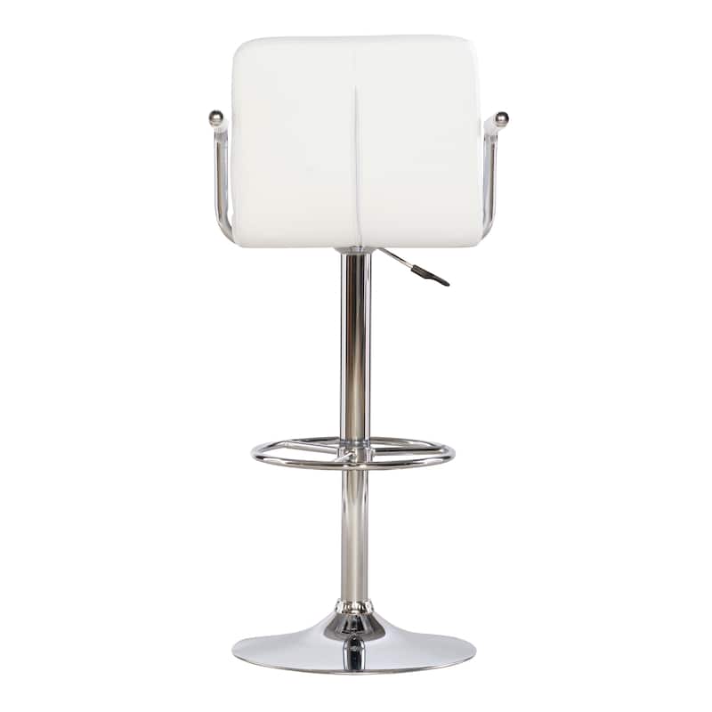 Newport Adjustable White Faux Leather Quilted Barstool