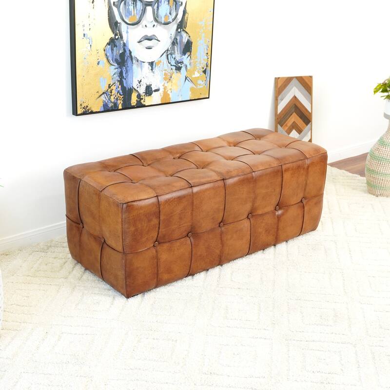 Seletar Tan Leather Ottoman Comfortable choice, multiple functions, classic design, and cozy corners