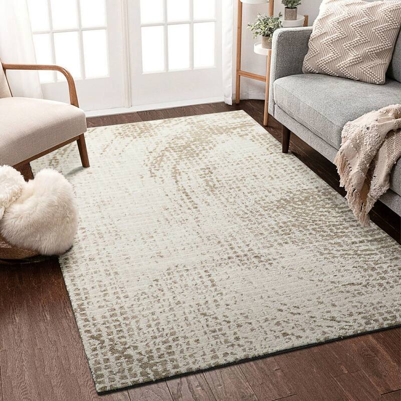 Glitzhome Modern Geometric Abstract Pattern High-Low Shag Area Rugs