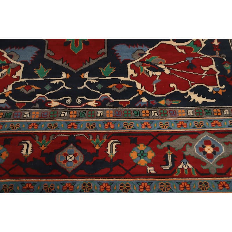 Hand Knotted Oriental 100% Wool Carpet Traditional Medallion Red Heriz (serapi) Area Rug - 11' 8'' X 9' 1''