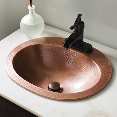 Seville Antique Copper 20" Oval Drop-In Bath Sink with Care Kit