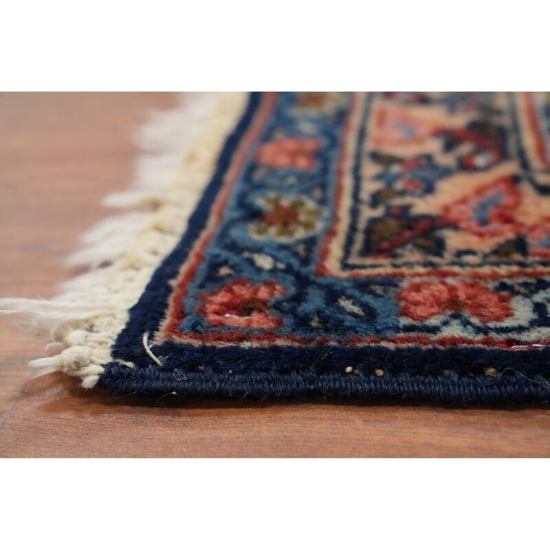 Hand Knotted Oriental 100% Wool Carpet Traditional Medallion Navy Blue & Blues Tabriz Area Rug - 16' 2'' X 9' 0''
