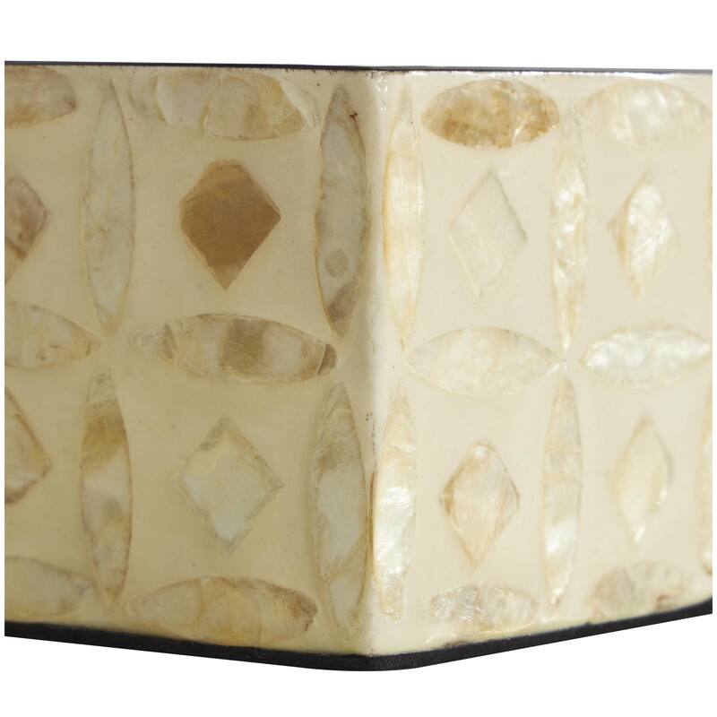 Mother of Pearl Shell Handmade Decorative Box - Set of 2 Beige, Black, Cream, White, Blue, Light Blue - Roche River Decor