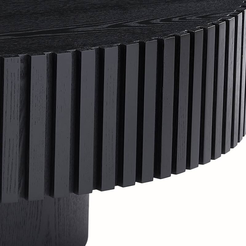 35.43'' Nesting Round Wood Coffee table for Apartment, Modern Living Room Coffee Table with Sturdy Pedestal