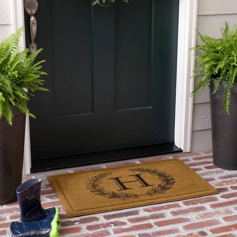Mohawk Home Monogram Initial Faux Coir All Weather Recycled Rubber Door Mat