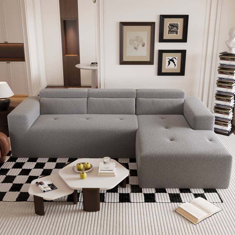 109" Grey Fabric L Shaped Sectional Sofa, No Assembly Required - Multi-Color