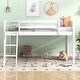 preview thumbnail 3 of 7, Twin Size Wood Low Loft Kids Bed Frame with Convertible Ladder, Full Guardrails, No Box Spring Needed, Easy Assembly, White