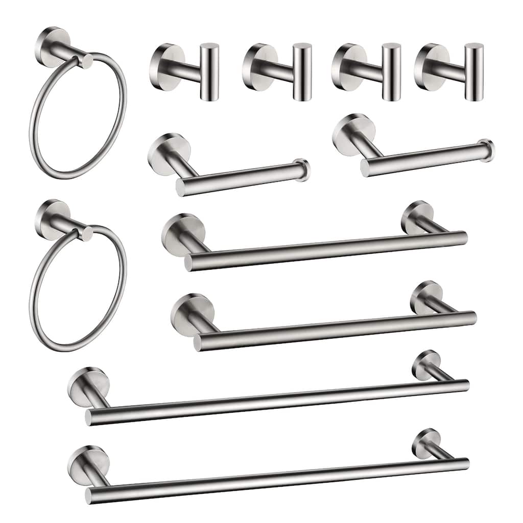 12-PCS Stainless Steel Bathroom Accessories Set Wall Mounted,Round Shape