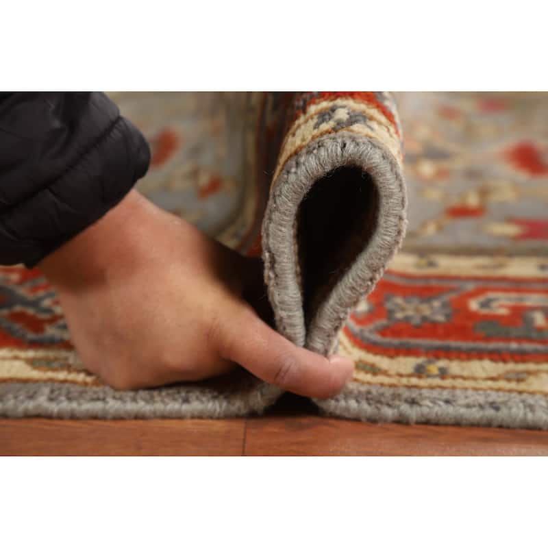 Hand Knotted Oriental 100% Wool Carpet Traditional Medallion Greys & Charcoal Heriz (serapi) Area Rug - 4' 11'' X 3' 0''