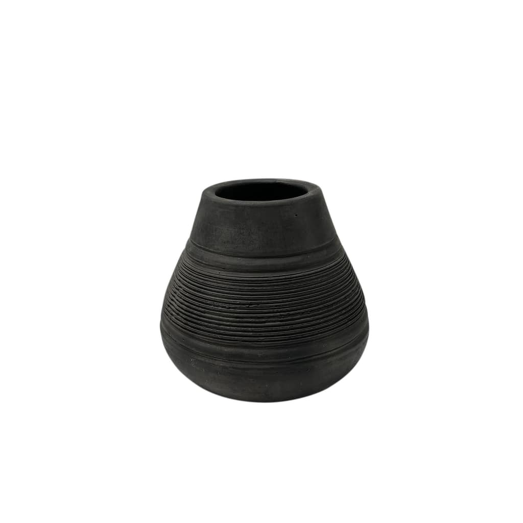 Terracotta Vase Natural Black H 5.5" & Dia 6.3" - Black