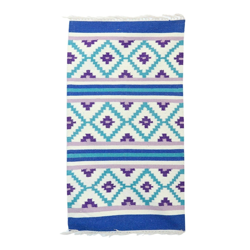 Handmade Cool Grace Cotton area rug (India) - 3'6" x 5'8" Oval