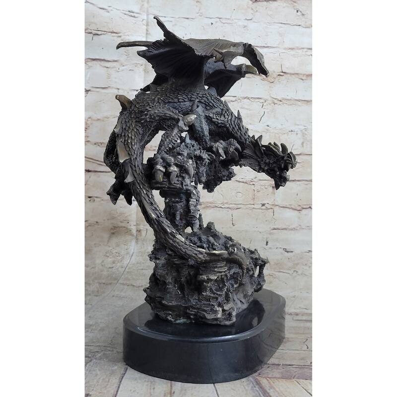 Signed Original Mythical Flying Dragon Bronze Sculpture Statue Hand Crafted Sale