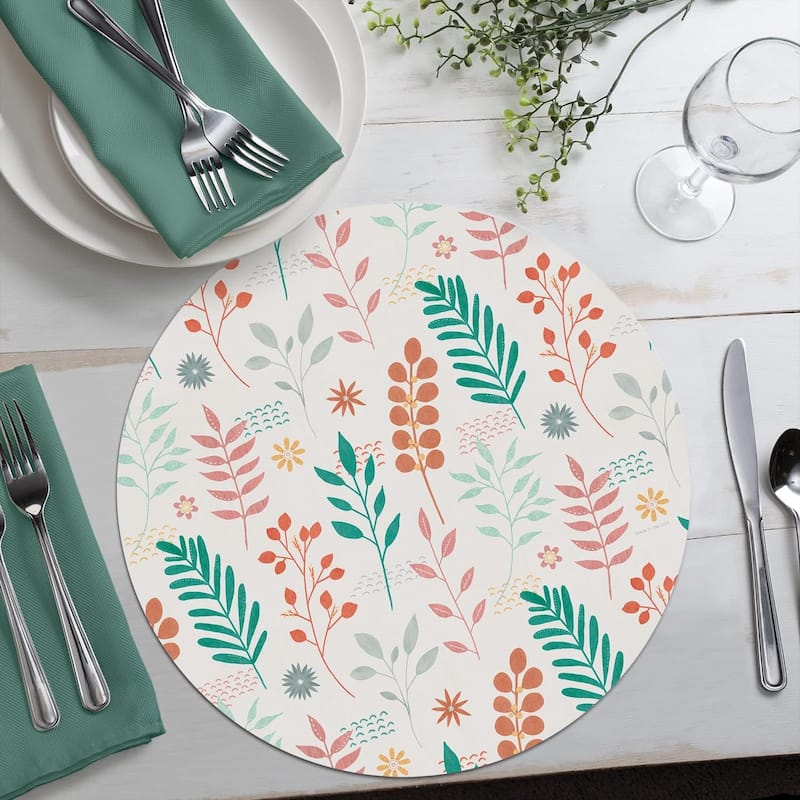 Fresh Petals Round Reversible Easy Care Flexible Plastic Placemat 4 Pack Made in The USA