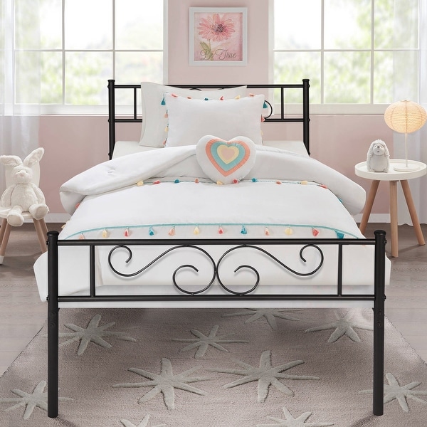 VECELO Twin-size Premium Modern Platform Bed With Headboard and Footboard